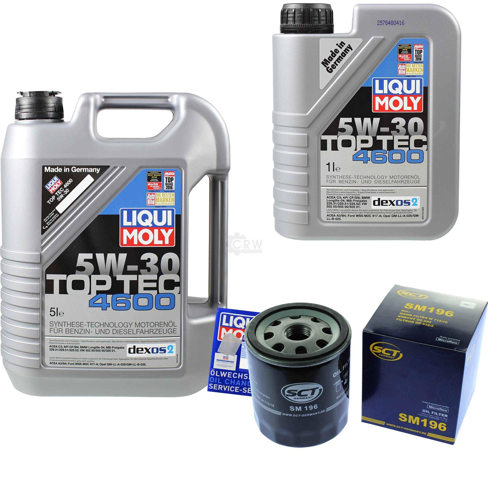 Filter Set Inspektionspaket 6 Liter Motoröl Top Tec 4600 5W-30 SCT Germany Ölfilter Filter Set Inspektionspaket 6 Liter Motoröl Top Tec 4600 5W-30 SCT Germany Ölfilter von Diederichs