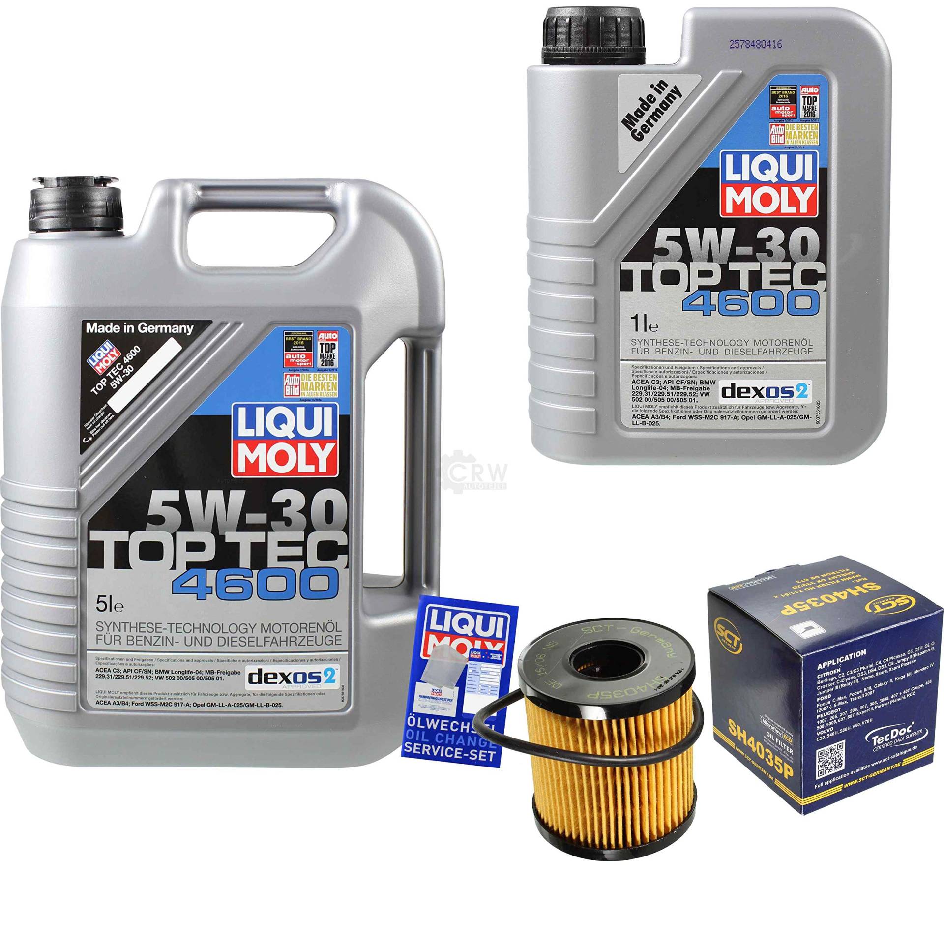 Filter Set Inspektionspaket 6 Liter Motoröl Top Tec 4600 5W-30 SCT Germany Ölfilter Filter Set Inspektionspaket 6 Liter Motoröl Top Tec 4600 5W-30 SCT Germany Ölfilter von Diederichs
