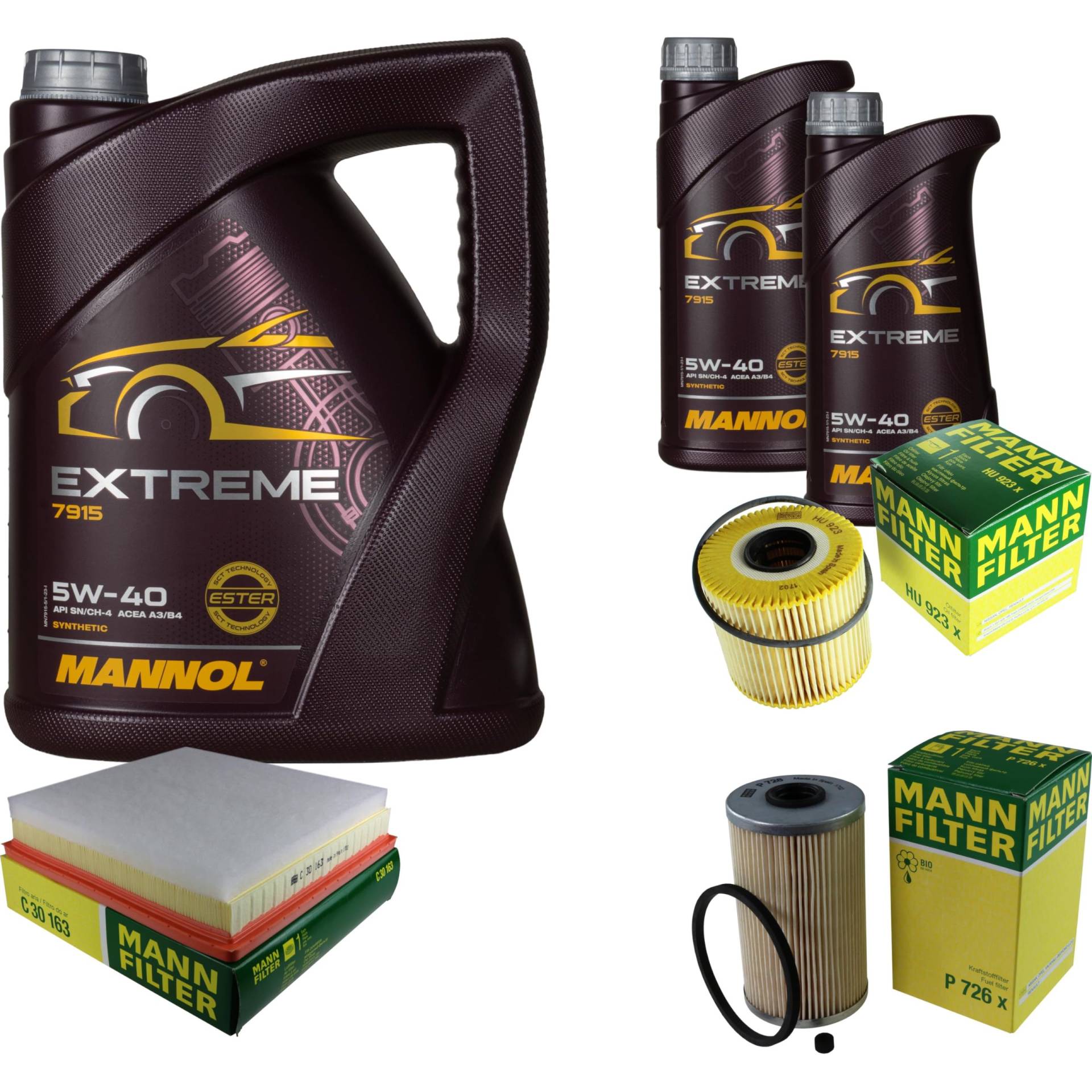 Filter Set Inspektionspaket 7 Liter MANNOL Motoröl Extreme 5W-40 API SN/CF MANN-FILTER Luftfilter Ölfilter Kraftstofffilter Filter Set Inspektionspaket 7 Liter MANNOL Motoröl Extreme 5W-40 API SN/CF MANN-FILTER Luftfilter Ölfilter Kraftstofffilter von Diederichs