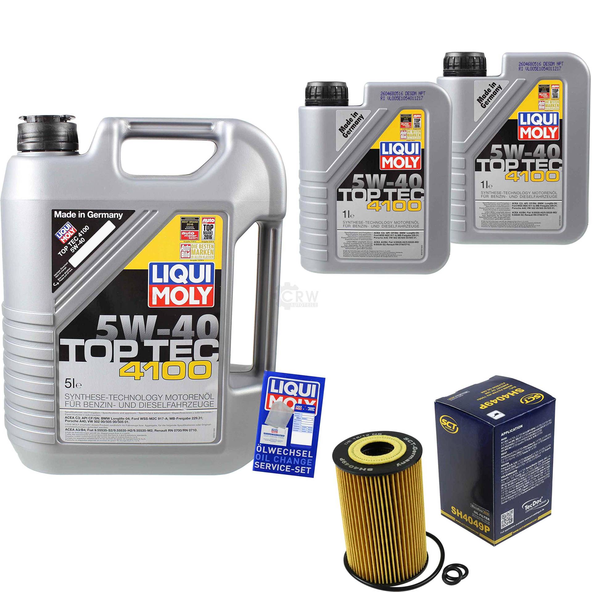 Filter Set Inspektionspaket 7 Liter Motoröl Top Tec 4100 5W-40 SCT Germany Ölfilter Filter Set Inspektionspaket 7 Liter Motoröl Top Tec 4100 5W-40 SCT Germany Ölfilter von Diederichs