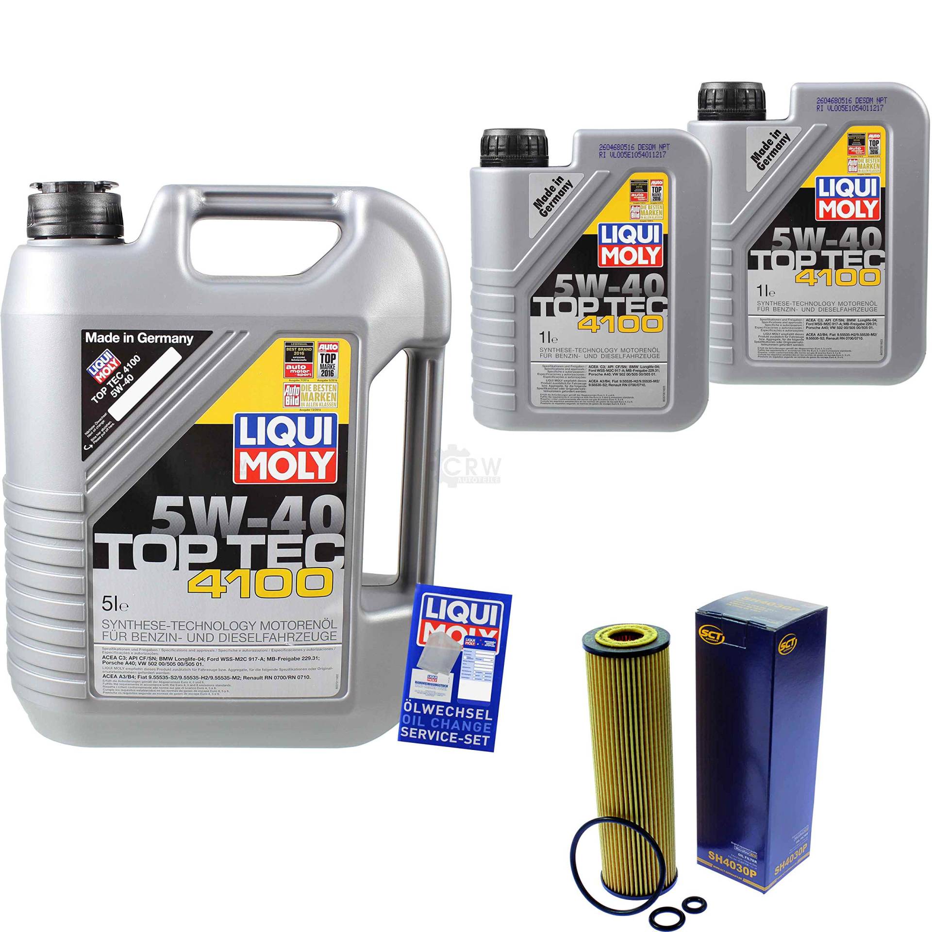 Filter Set Inspektionspaket 7 Liter Motoröl Top Tec 4100 5W-40 SCT Germany Ölfilter Filter Set Inspektionspaket 7 Liter Motoröl Top Tec 4100 5W-40 SCT Germany Ölfilter von Diederichs