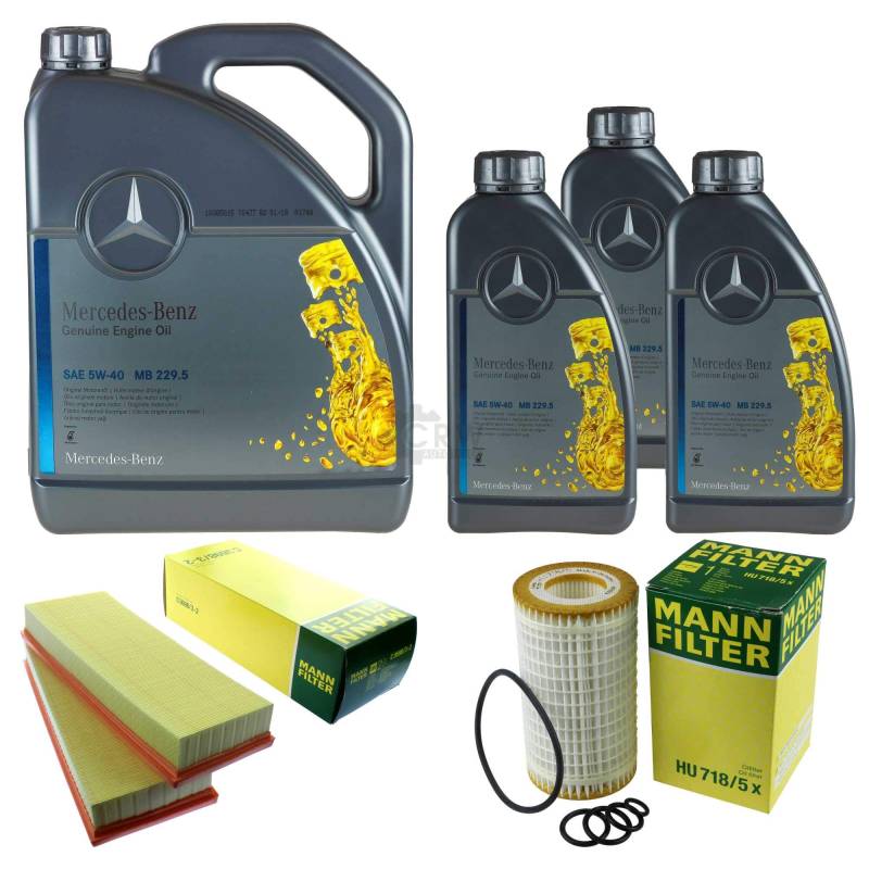 Filter Set Inspektionspaket 8 Liter Original Motoröl 5W-40 MB 229.5 MANN-FILTER Luftfilter Ölfilter von Diederichs