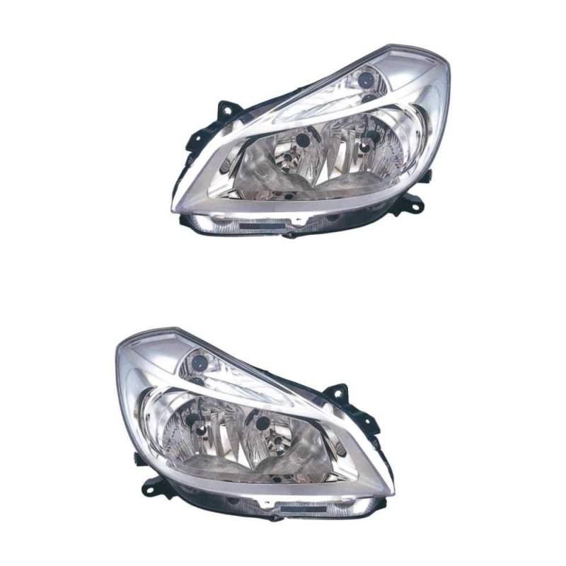 Halogen Scheinwerfer Set links & rechts Hauptscheinwerfer Frontscheinwerfer H7/H7 chrom ohne Elektromotor für Model Clio III BR0/1 CR0/1 von Diederichs