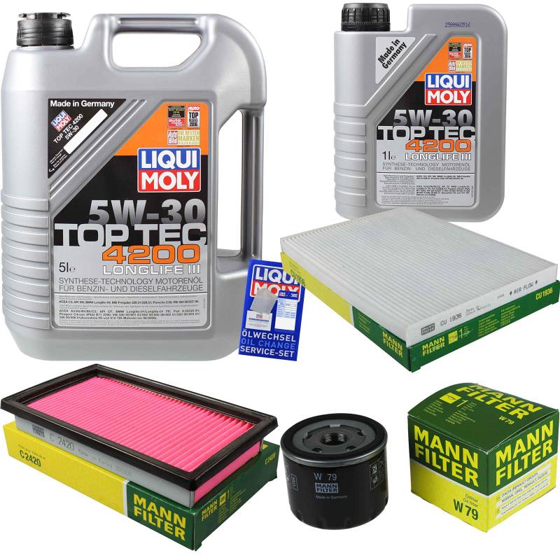 Inspektionspaket 6 L LM TopTec 4200 5W-30 + MANN Filterpaket Qashqai +2 von Diederichs