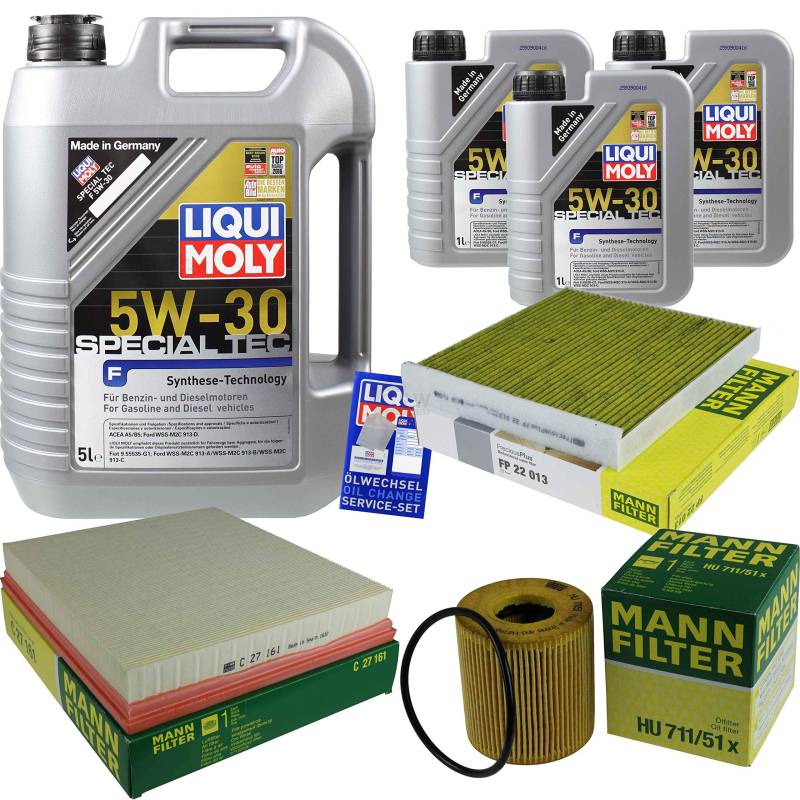 QR-PARTS 69323023 Filter Set Inspektionspaket 8 Liter Motoröl Special Tec F 5W-30 MANN-FILTER Innenraumfilter Luftfilter Ölfilter von Diederichs
