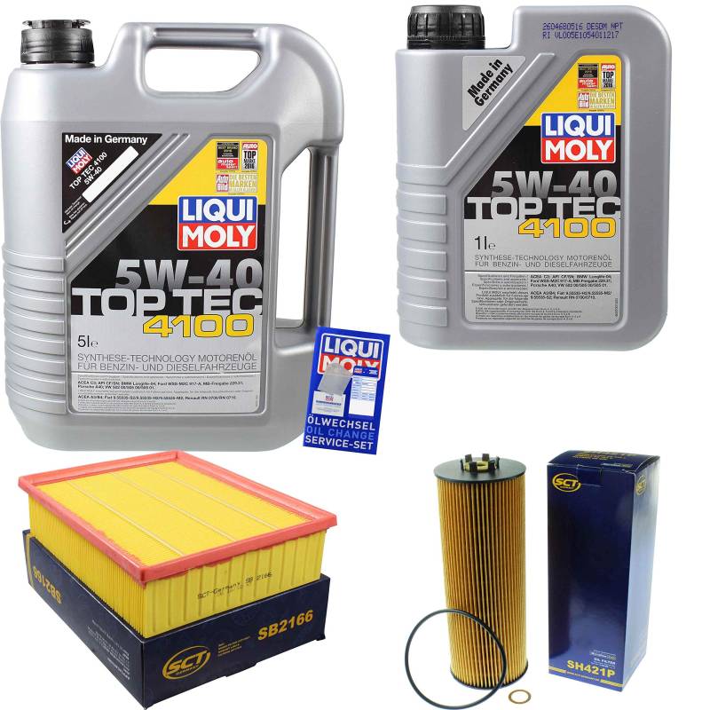 QR-PARTS 69412333 Filter Set Inspektionspaket 6 Liter Motoröl Top Tec 4100 5W-40 SCT Germany Luftfilter Ölfilter von Diederichs