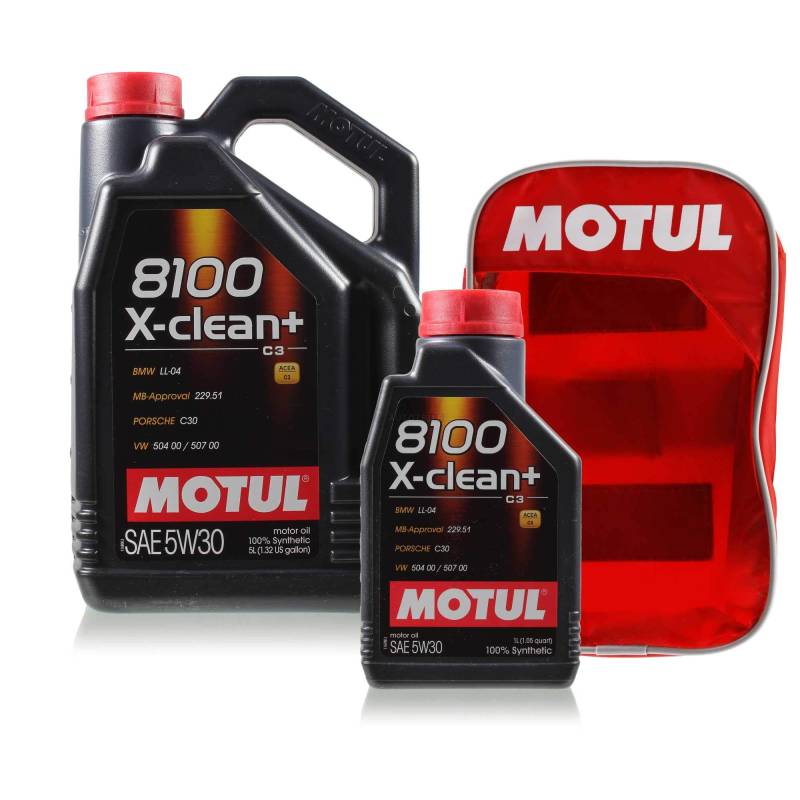 QR-PARTS 69988693 6L Motul 8100 X-clean+ 5W30 Öl Motoröl für inkl Nachfüllöl-Tasche von Diederichs