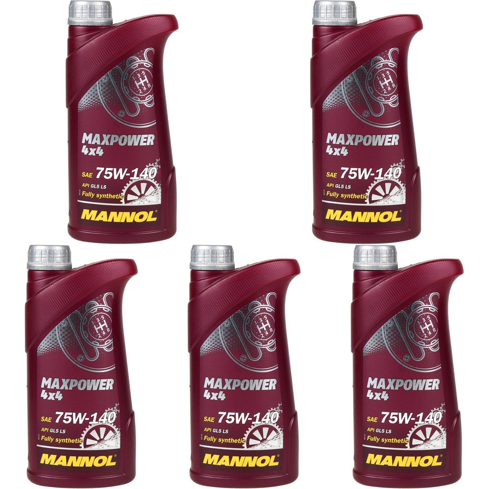 QR-Parts Set 85447080 MN8102-1 5x1 Liter Original MANNOL Getriebeöl Maxpower 4x4 75W-140 API GL 5 LS Gear Oil QR-Parts Set 85447080 MN8102-1 5x1 Liter Original MANNOL Getriebeöl Maxpower 4x4 75W-140 API GL 5 LS Gear Oil von Diederichs