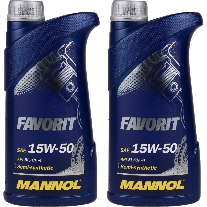 QR-Parts Set 85455242 MN7510-1 2x1 Liter Original MANNOL Motoröl Favorit 15W-50 API SL/CF/CF-4 Engine Oil Öl von Diederichs