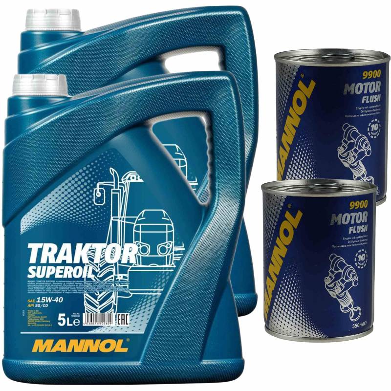 QR-Parts Set 85468568 9900 MN7406-5 10L MANNOL Motoröl Motorenöl Traktor SuperAPI CD 15W-40 inkl. Motor Flush von Diederichs
