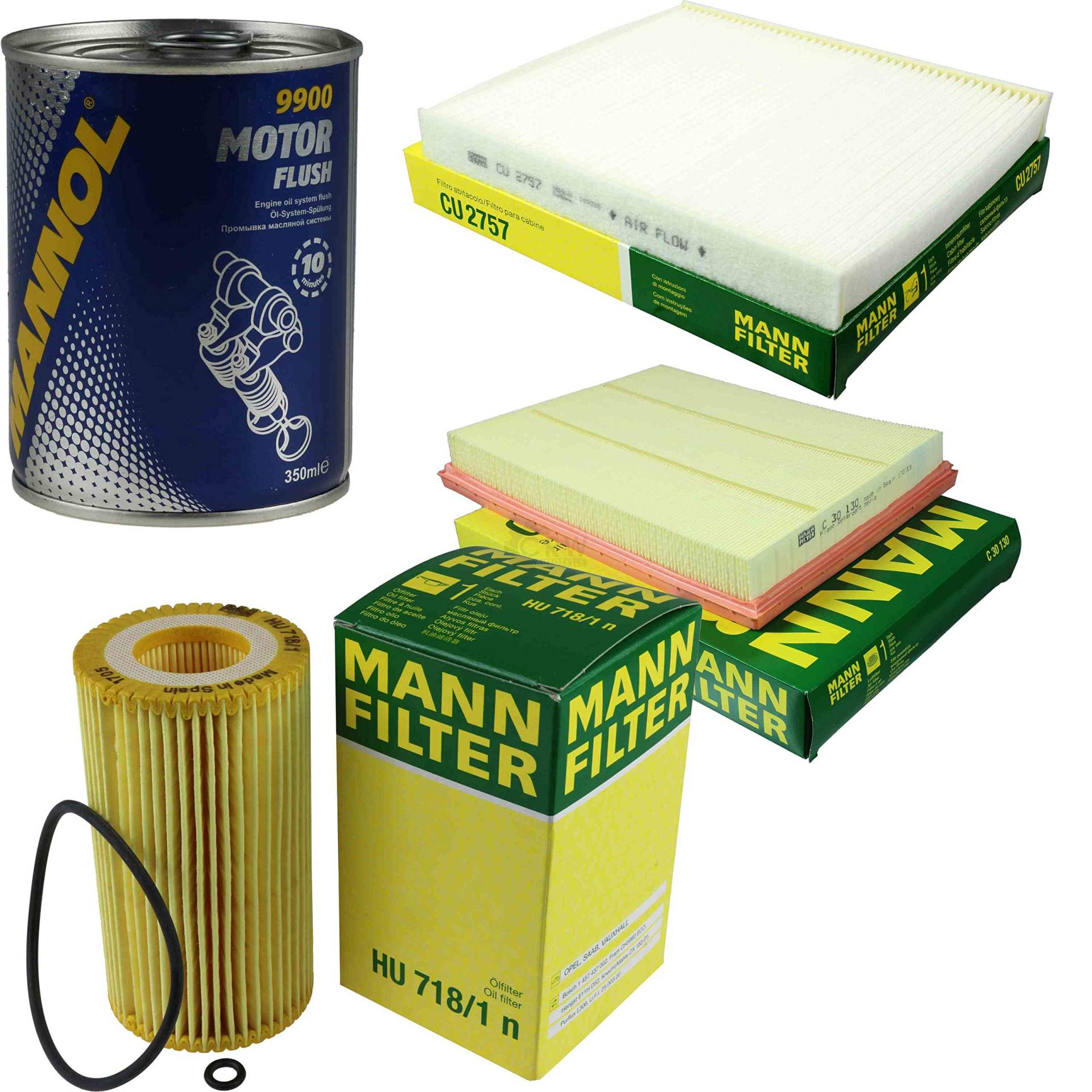 QR-Parts Set 85504811 C 30 130 HU 718/1 n CU 2757 9900 Original MANN-Filter Inspektionspaket SCT Motor Flush Motorspülung 11580945 von Diederichs