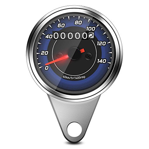 Motorrad-Tachometer, Chrom, 12 V, Universal-Tachometer, Digital, Tachometer, Tachometer, Entfernung, Messung km/h, Anzeige der Geschwindigkeit, für Motorrad, Scooter von Dilwe