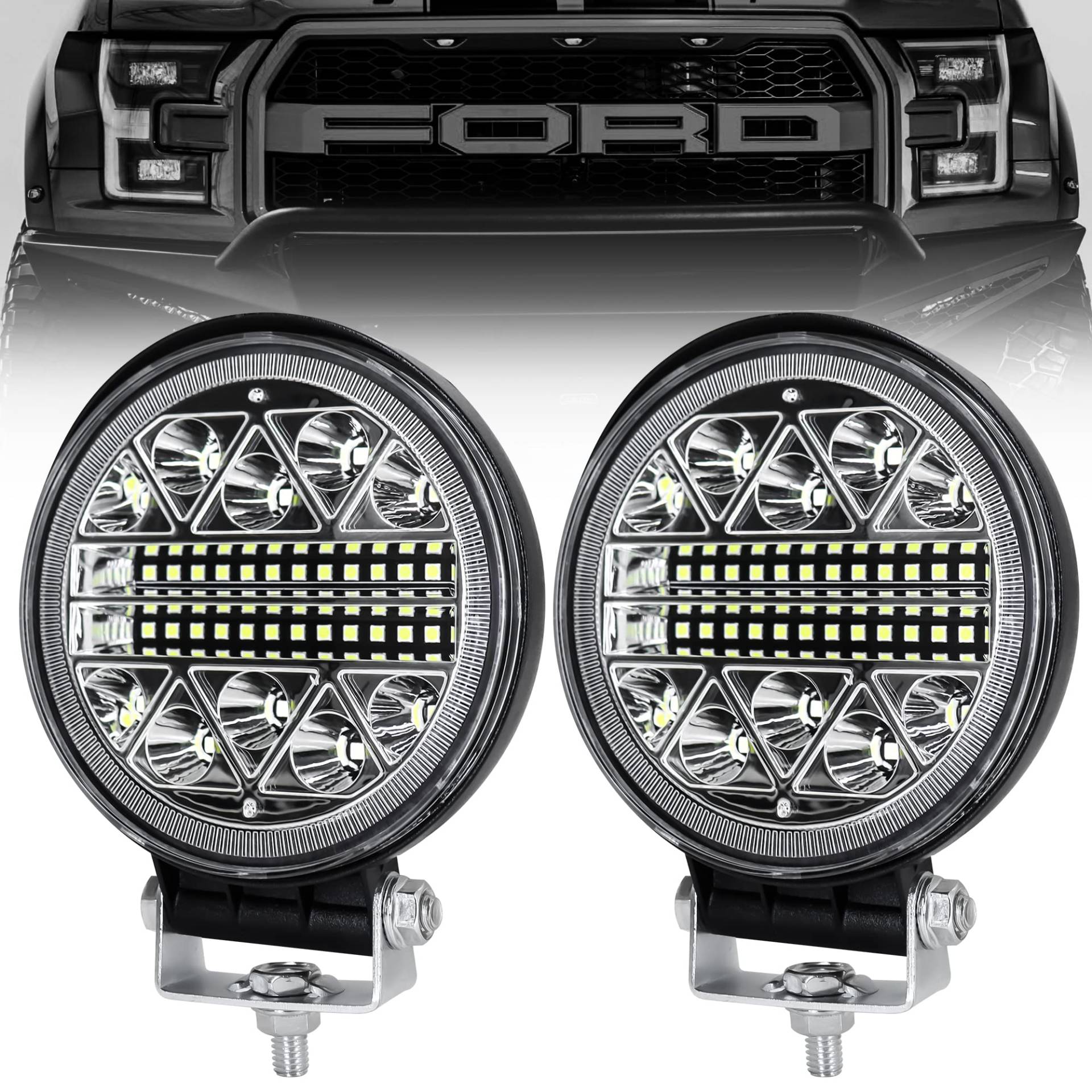 Dinfu 102W LED Arbeitsscheinwerfer，Rückfahrscheinwerfer led 12V/24V traktor 15000LM scheinwerfer Offroad Flutlicht, IP67 Arbeitsleuchte für SUV ATV Truck KFZ Jäger, LKW，J-eep von Dinfu