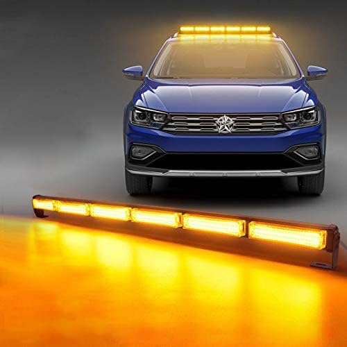 Dinfu 17 Blinkende Stroboskop-Modi LED Warnleuchte Orange Blitzleuchte Rundumleuchte Auto Lichtleiste für LKW Dach oben Gelb Warnlicht von Dinfu