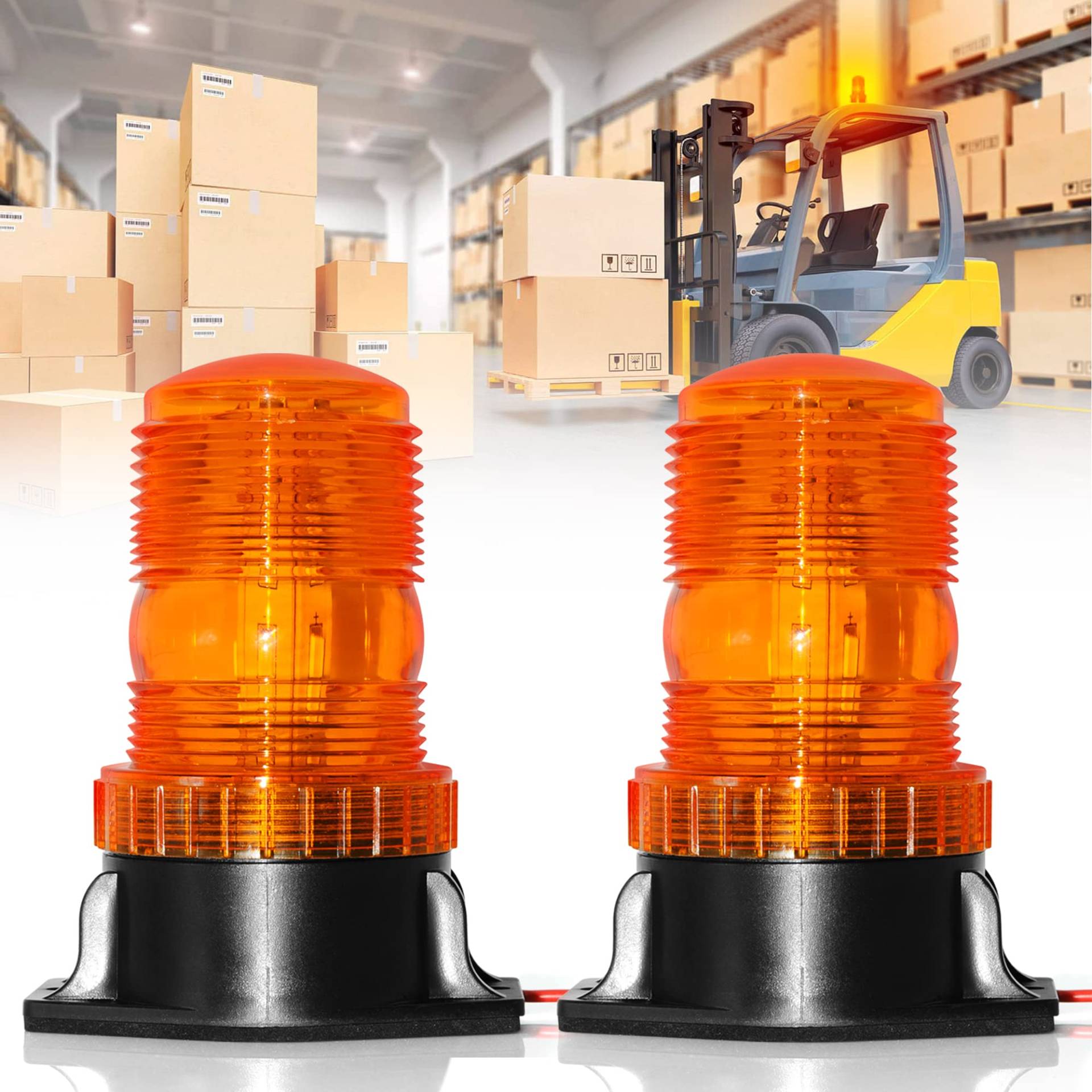 Dinfu 2PCS LED Warnleuchte,10-110V LED Gabelstaplerleuchte Gelb Rundumleuchte Orange LED für Auto LKW von Dinfu