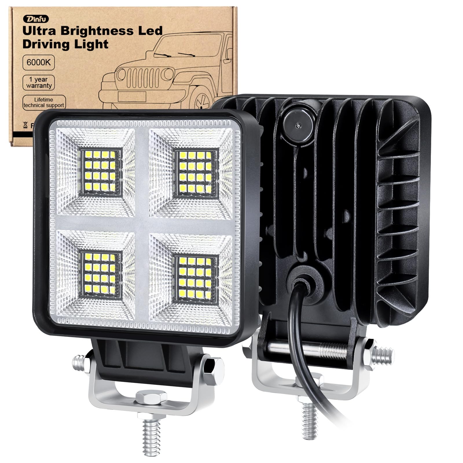 Dinfu 2 pack 160W LED Scheinwerfer Lampen12v Led Arbeitsscheinwerfer Zusatzscheinwerfer, 6000K LED Arbeitsleuchte Offroad Flutlicht für SUV ATV Truck KFZ Dinfu 2 pack 160W LED Scheinwerfer Lampen12v Led Arbeitsscheinwerfer Zusatzscheinwerfer, 6000K LED Arbeitsleuchte Offroad Flutlicht für SUV ATV Truck KFZ von Dinfu