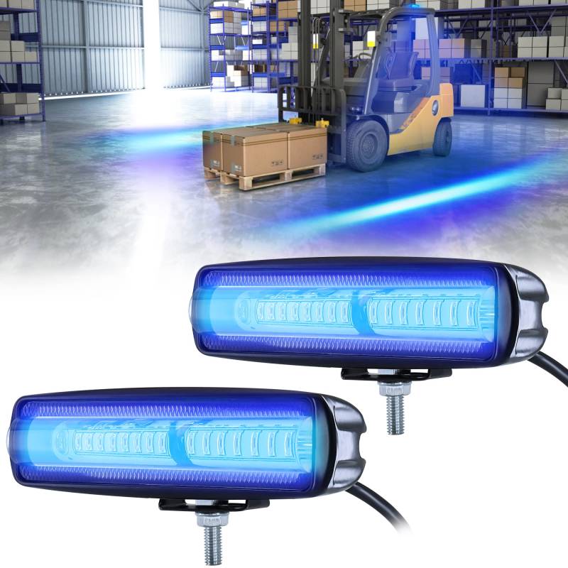 Dinfu 2Pcs LED Blaue Gabelstaplerleuchte,Led balu Blitzer Seitenlinie Markierungsleuchte Frontblitzer Warnlicht Stroboskop Blitzer 30W DC 12-80V Sicherheitslicht von Dinfu