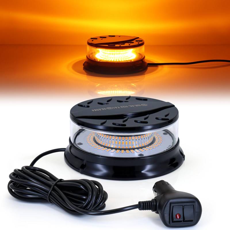 Dinfu LED Rundumkennleuchte,12V-24V Gelb Rundumleuchte mit magnetischem und 3 Meters-Kabel für Gabelstapler Traktor Golfwagen Traktor SUV 4x4 von Dinfu