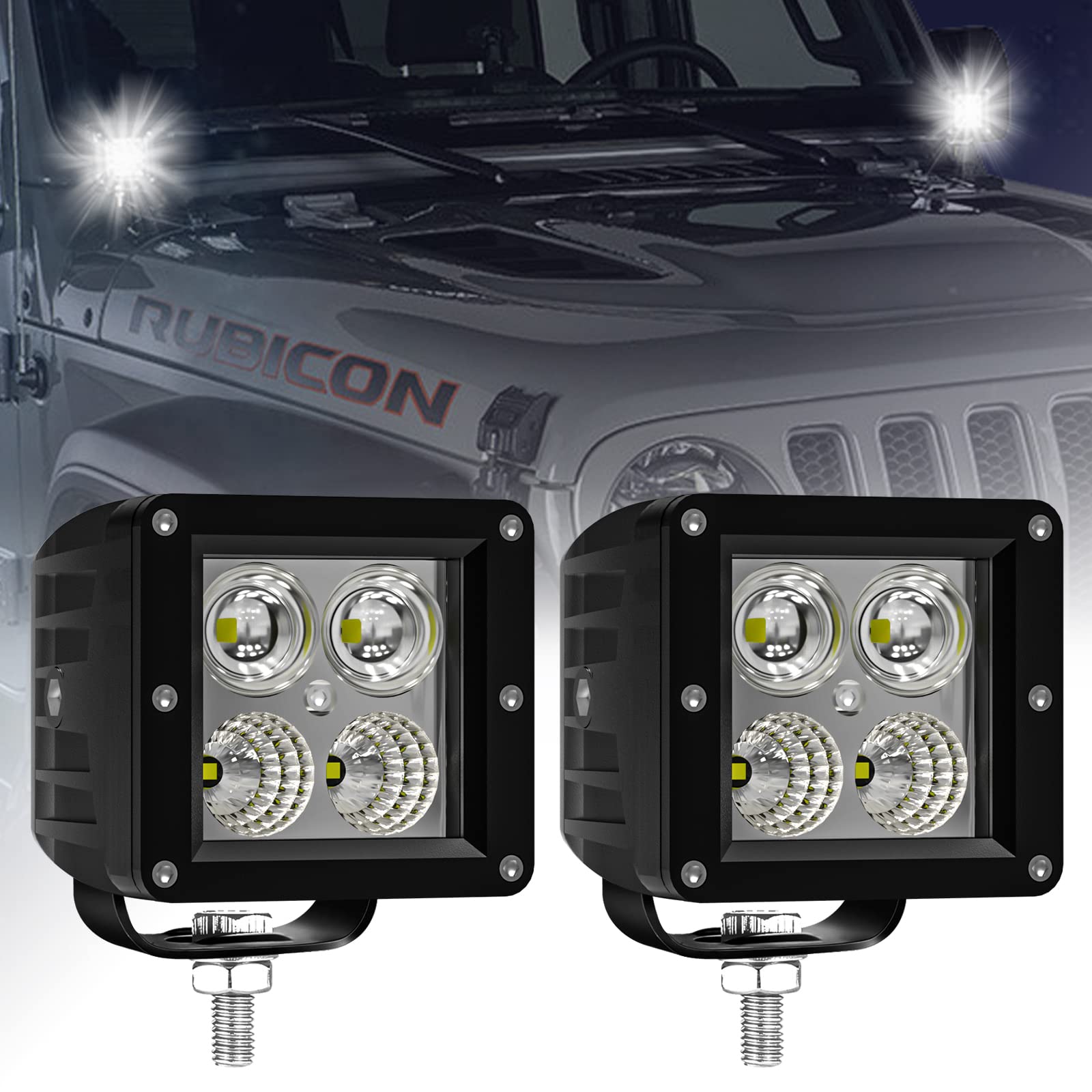 Dinfu LED Scheinwerfer 12v Lampen Spot+Flood Led Arbeitsscheinwerfer Zusatzscheinwerfer, 4000LM LED Arbeitsleuchte Offroad Flutlicht für SUV ATV Truck KFZ von Dinfu
