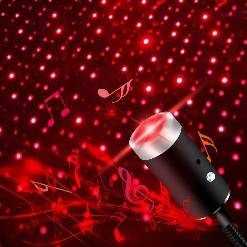 Dinfu USB Sternnachtlicht Automatisch drehbares sprachaktiviertes Blitzlicht，5 einstellbare Modi Geeignet für die Partydekoration im Spielzimmer des Schlafzimmers (Lila) (Rot) von Dinfu
