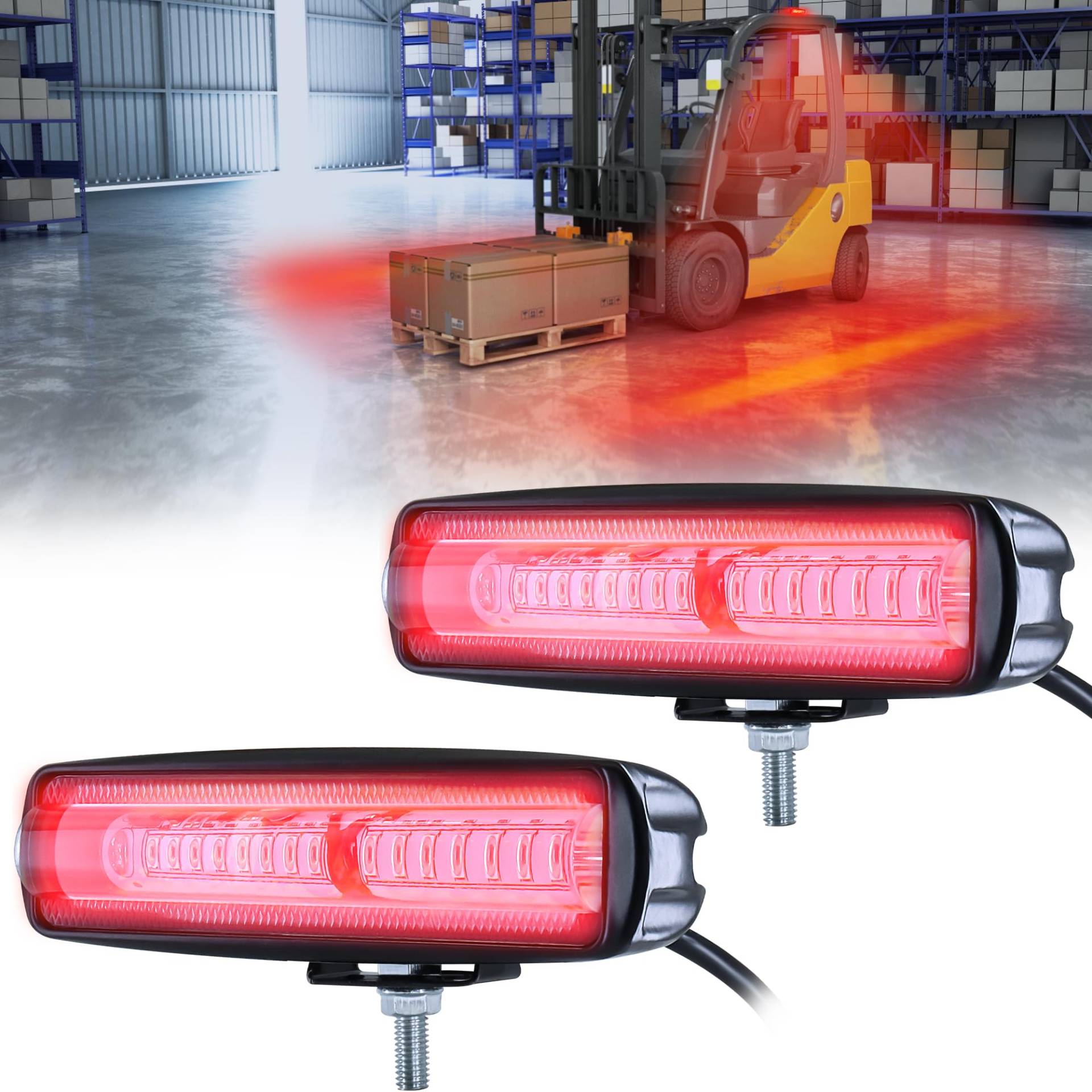Dinfu 2pcs LED Rote Gabelstaplerleuchte,Seitenlinie Markierungsleuchte Warnleuchte 30W DC 12-80V Sicherheitslicht von Dinfu