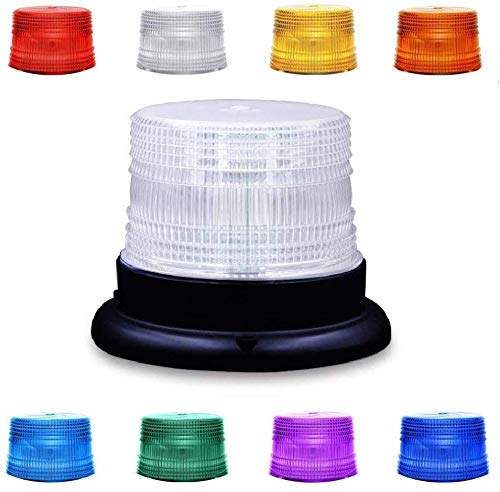 LED Rundumleuchte Einstellbar 8 Farben Blitzlicht Wasserdicht mit Magnet für Auto Träger LKW,Rot, Lila, Grün und etc von Dinfu