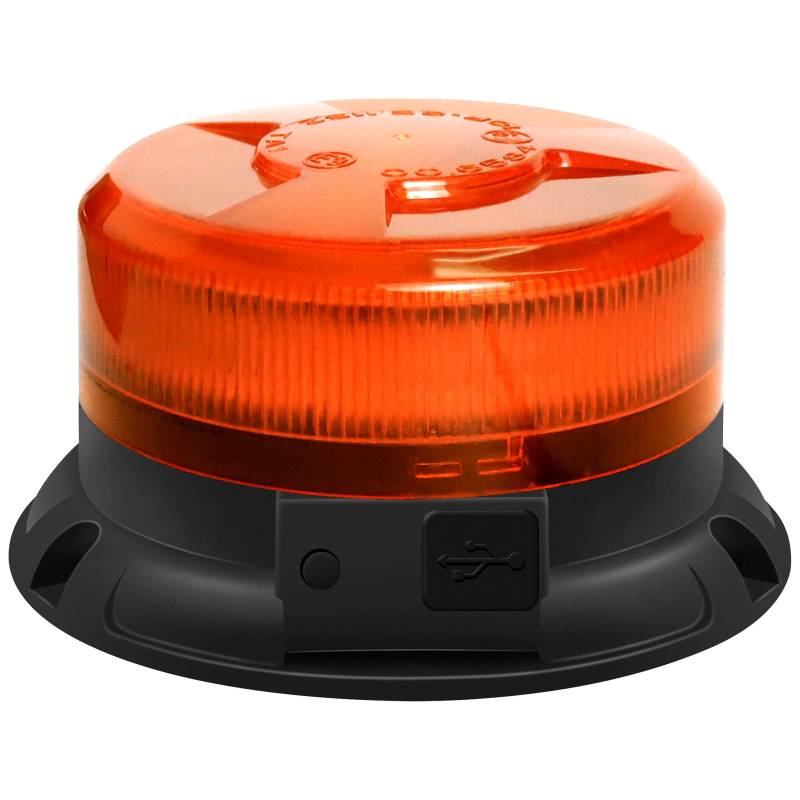 Dinfu Rundumleuchte akku 12V led Warnleuchte magnet 9 Blinkend Leuchtmodi mit Kfz-Ladekabel und USB Kabel für Auto LKW Traktor Golfwagen UTV SUV J-eep von Dinfu