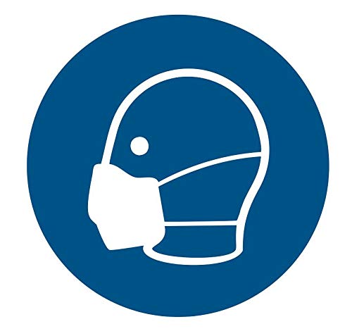 Aufkleber Hinweisschild Piktogramm Maskenpflicht Mundschutz (1 Stück, 10 x 10 cm quadratisch) von Dinger-Design