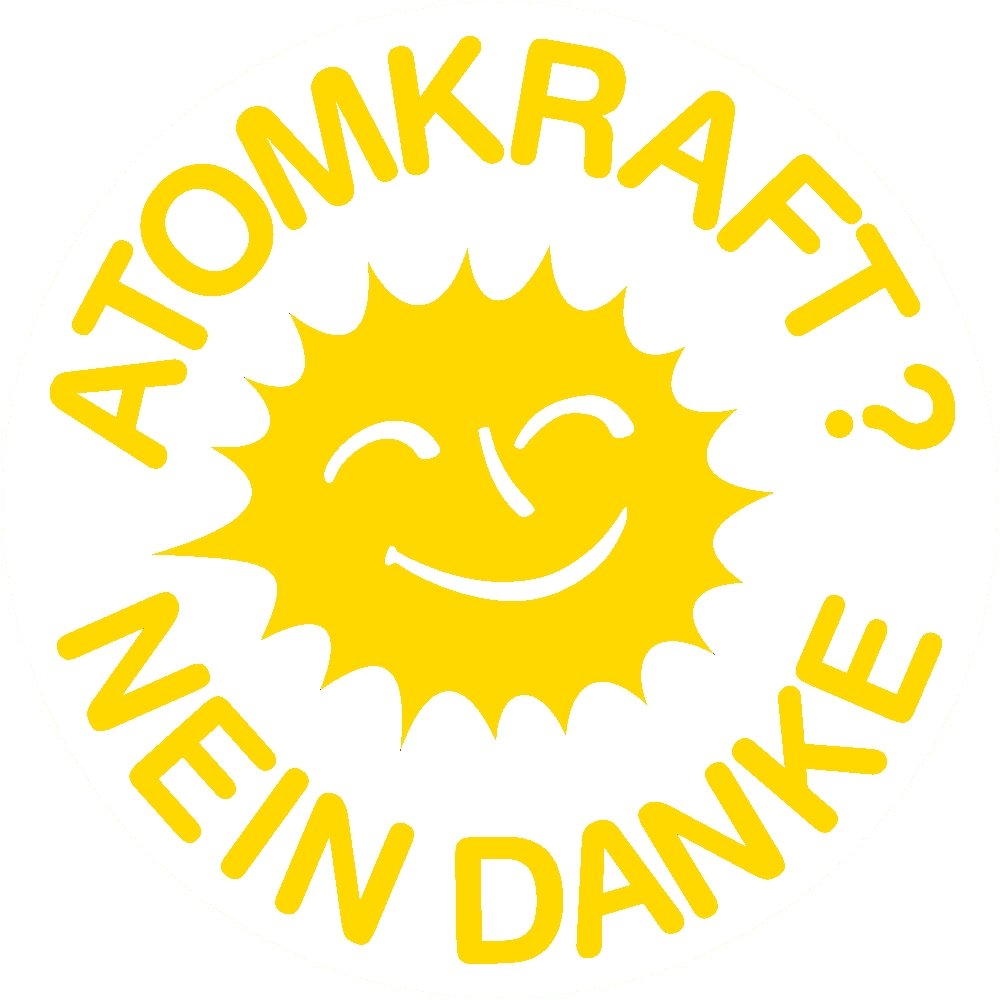Dinger-Design Atomkraft? Nein Danke! Aufkleber Sticker Logo 10 x 10 cm gelb 2ER Set von Dinger-Design