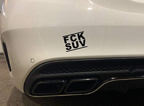 Dinger-Design Aufkleber FCK SUV Fuck SUV Autoaufkleber Tuning Umwelt Feinstaub Sticker (Schwarz) von Dinger-Design
