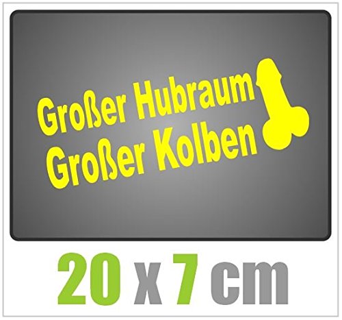 Dinger-Design Aufkleber GROßER HUBRAUM GROßER KOLBEN Sticker JDM OEM Tuning Decal Stickerbomb gelb von Dinger-Design