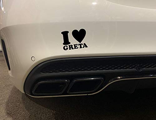 Dinger-Design Aufkleber I Love Greta Autoaufkleber Tuning Umwelt Umwelt Feinstaub Sticker JDM (Weiß) von Dinger-Design