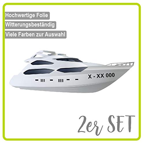 Dinger-Design Bootskennzeichen - 2 Stück Boot Kennzeichen - 10cm Höhe - Boot Name Beschriftung Aufkleber Kennzeichen (Schwarz) von Dinger-Design