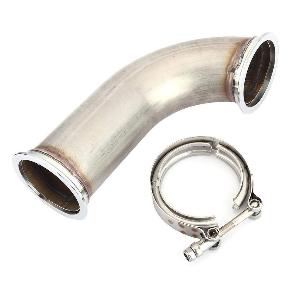 Dingln Downpipe,Universal-3inch 90 ° V-Band Mit Clamp Rohr Short Leg Edelstahl Downpipe von Dingln