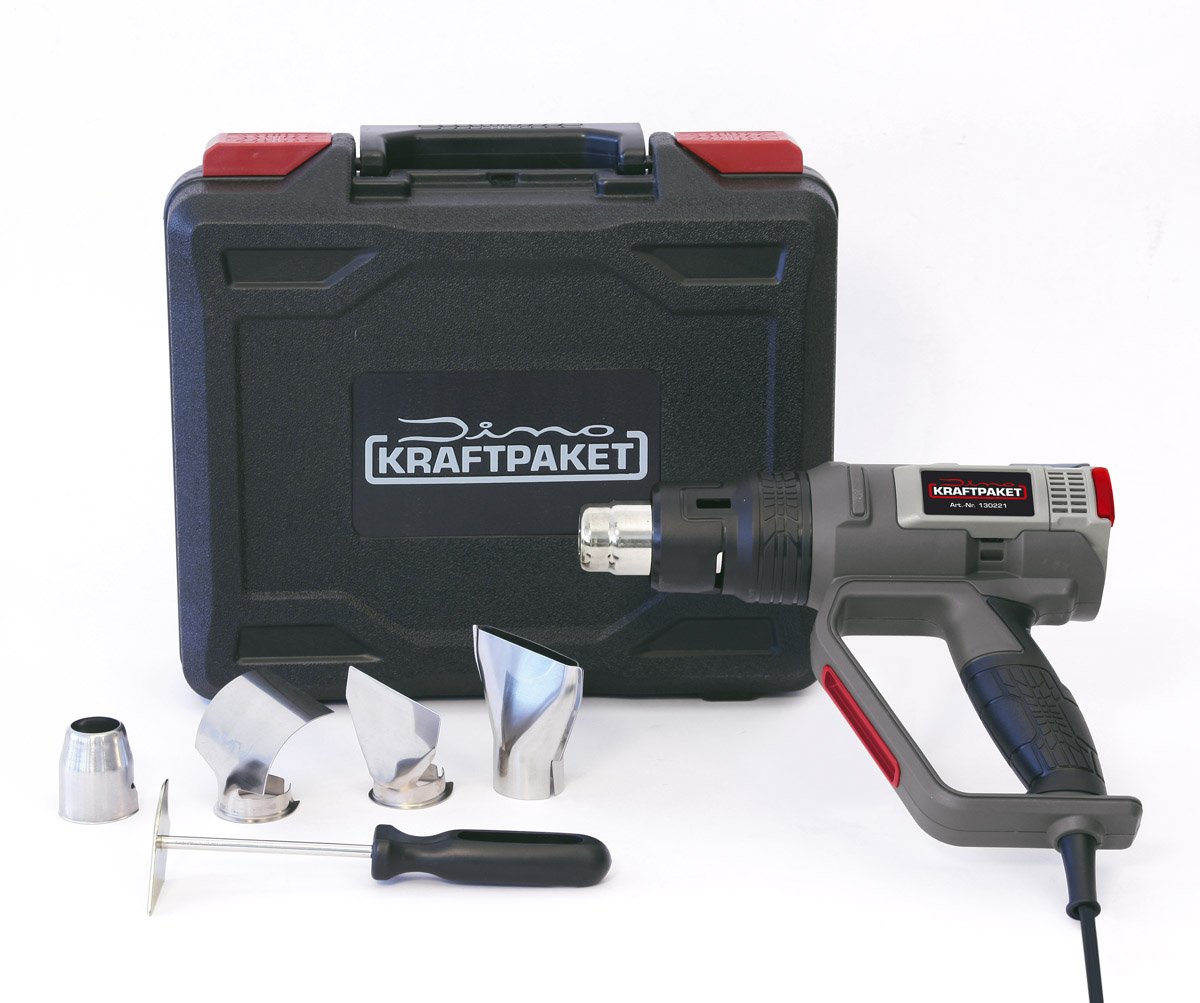 Dino KRAFTPAKET PROFI Heißluftpistole 2000W (60 Temperaturstufen: 50-650°C, programmierbar, Kühlstufe, Luft: 250-500L/min) Heißluftgebläse mit Keramik Heizelement, Display, Memory, Koffer+Zubehör Dino KRAFTPAKET PROFI Heißluftpistole 2000W (60 Temperaturstufen: 50-650°C, programmierbar, Kühlstufe, Luft: 250-500L/min) Heißluftgebläse mit Keramik Heizelement, Display, Memory, Koffer+Zubehör von Dino KRAFTPAKET