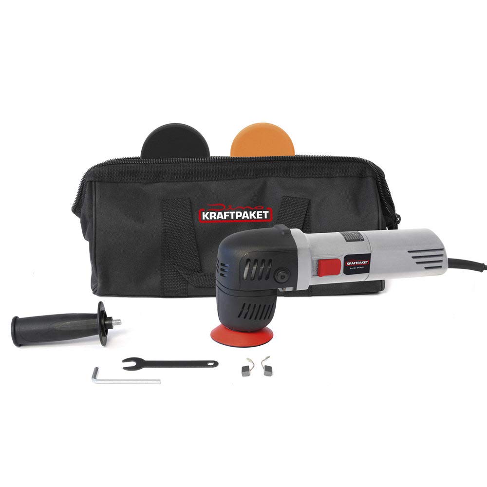 Dino KRAFTPAKET 640245 12mm-710W Exzenter Poliermaschine stufenlos im Set mit 74mm-Stützteller 2 x Polierpad-75mm Polierschwamm Tasche für Auto KFZ Boot Heimwerker, Grau Dino KRAFTPAKET 640245 12mm-710W Exzenter Poliermaschine stufenlos im Set mit 74mm-Stützteller 2 x Polierpad-75mm Polierschwamm Tasche für Auto KFZ Boot Heimwerker, Grau von Dino KRAFTPAKET