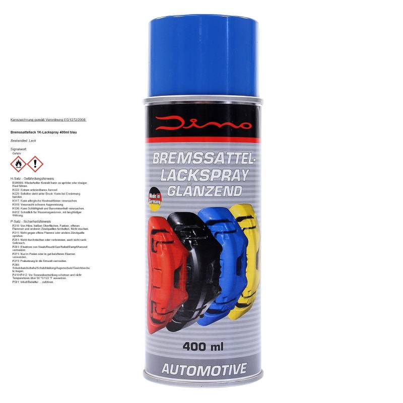 Dino Bremssattellackspray Bremssattel Lack Spray Bremsenlack Bremssattelfarbe Bremssattel Farbe 1-K Lackspray 400ml blau von Dino