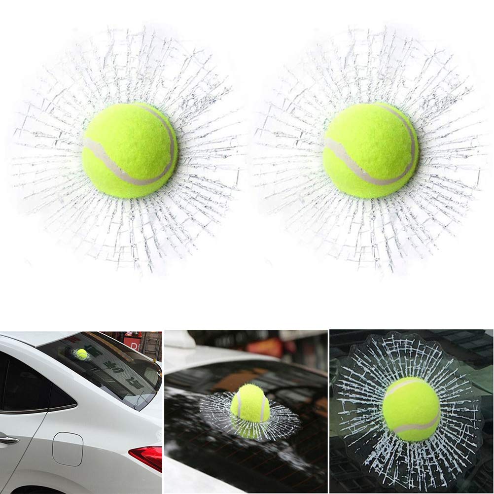 2 Stücke 3D Glas Cracked Glass Aufkleber Baseball Glasscherben Aufkleber Lustige Autoaufkleber Tennisball Prank Stuff Cracked Glass Aufkleber von Dioche