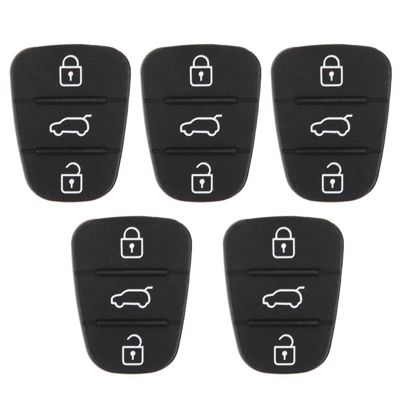 Autoschlüssel, Autoschlüssel Knopf Ersatz, Dioche 5Pcs Schlüsselschale Gummi 3 Tasten Pad Fit für Hyundai, für Kia (ohne Brief) von Dioche
