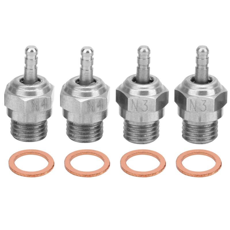 Rc-Zündkerze, Zündkerze, Stahl, Silber, N3, N4, Feuerkopf-Zündkerze, Rc-Autoteil, Passend für Redcat Hsp-Methanolmotor von Dioche