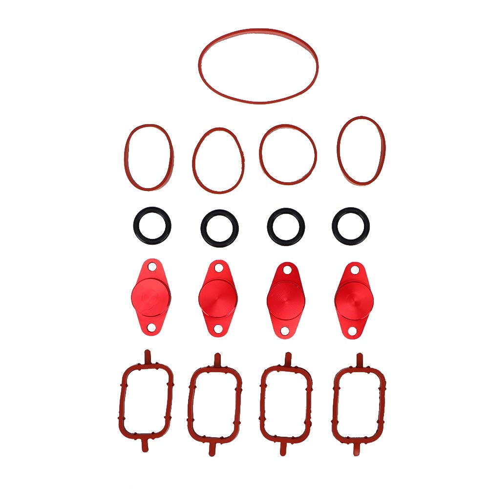 Drallklappen Set,Dioche 4x22mm Motor Drallklappen Löschen Blindstopfen für Gummidichtungen Passend für E46 320d/318d(Rot) Aluminium + Gummi von Dioche