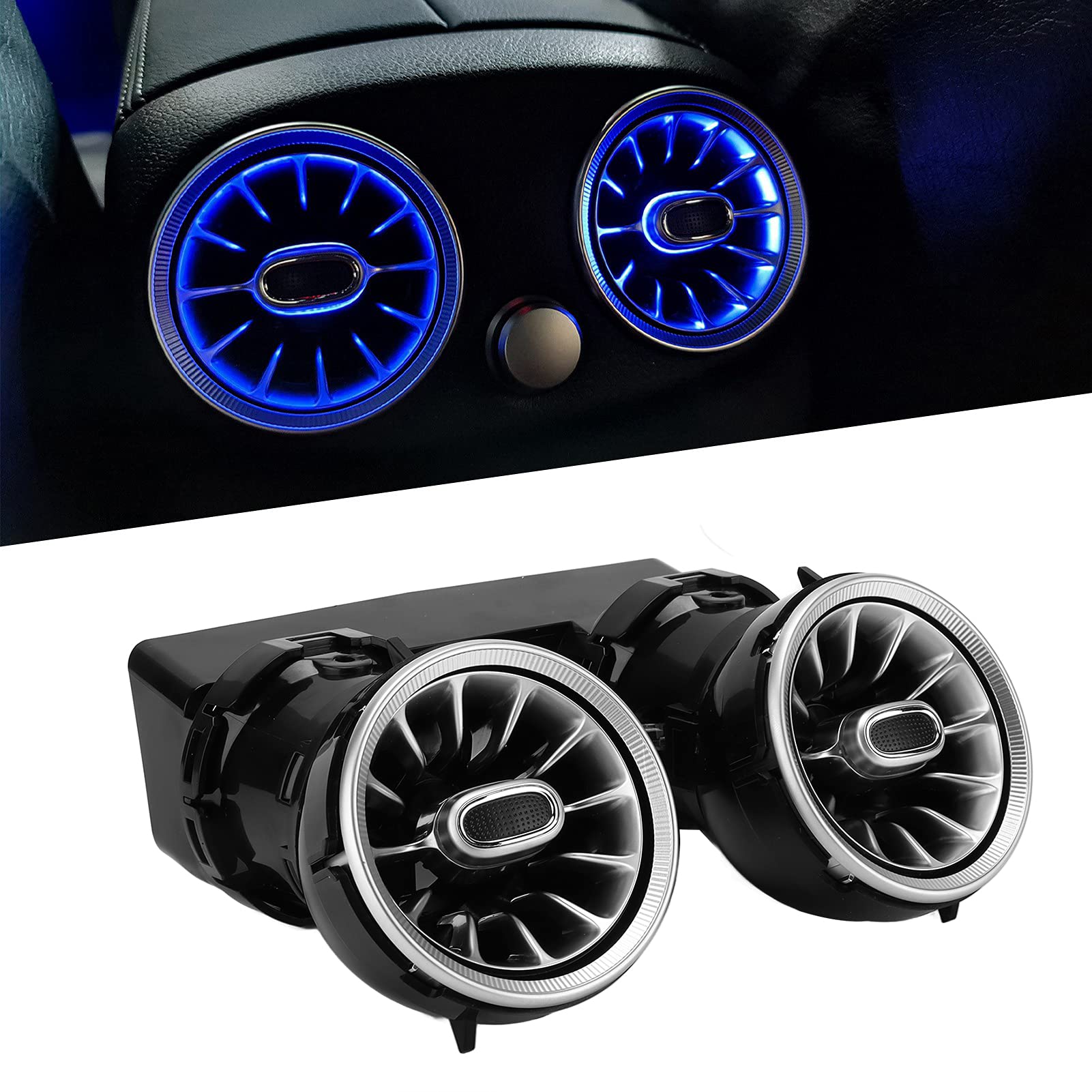 W205 Turbo Air Vent, Dioche 3 farbiges Ambientebeleuchtung Hinteres LED-Turbinen-Air-Vent-Umgebungslicht-Kit Ersatz für Mercedes-Benz C-GLC-Klasse W205 X253 2015-2018 von Dioche