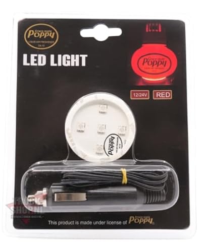 Direct Trade Service Original Grace Mate Poppy Zigarettenanzünderstecker LED-Leuchte, Rot, 3M Klebepad, für LKW und Auto von Direct Trade Service