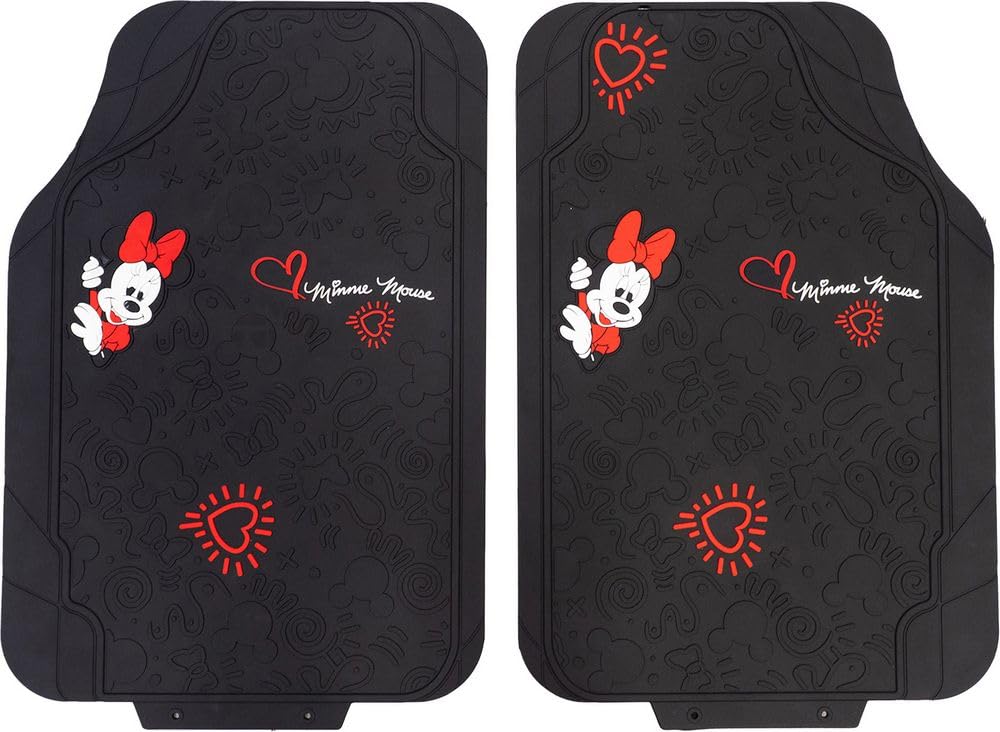 1 Paar Minnie Mouse PVC Universal Fußmatten 44 x 65 cm schwarz rot von Disney