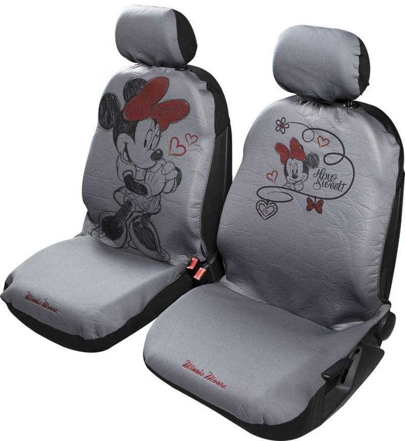 Paar Vordersitzbezüge, Minnie Maus, Universal, Maus, grau, Airbag, kompatibel von Disney