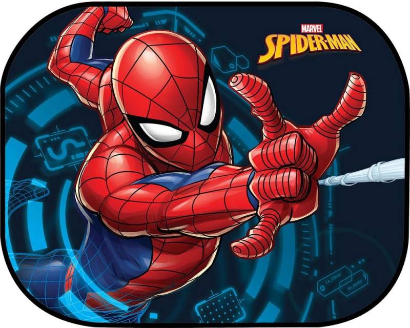 Tataway - Spiderman Seitengardine | Extra dunkel | Selbststatisch | Doppelschicht Schutz | Praktischer Koffer, Blau, Stoff, 44x35 cm von TataWay in viaggio si cresce