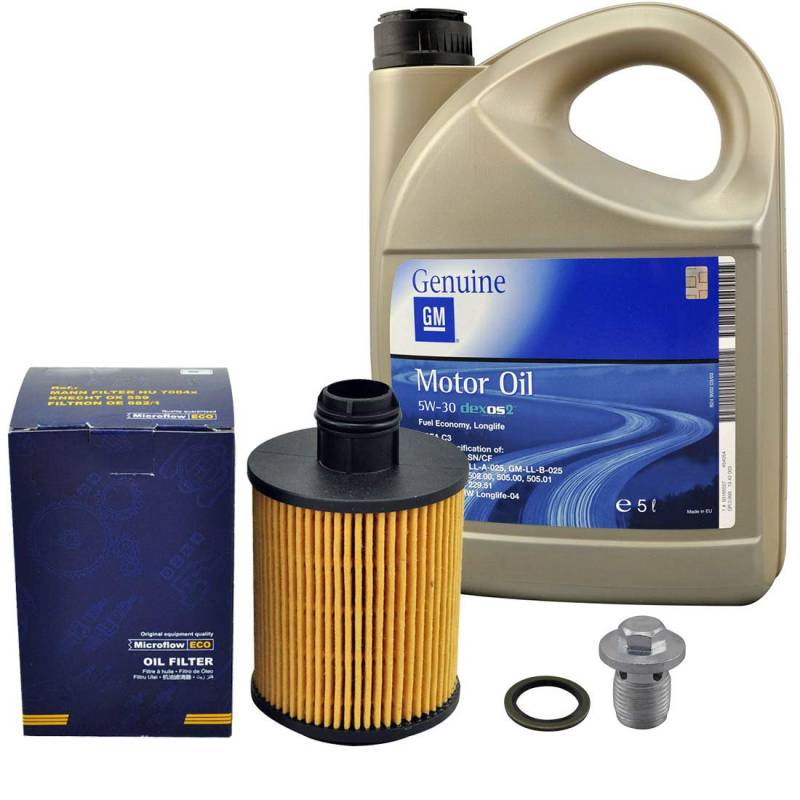 Inspektionspaket SCT Ölfilter 5 Liter Original GM Öl Dexos 2 Ölablassschraube von Divers