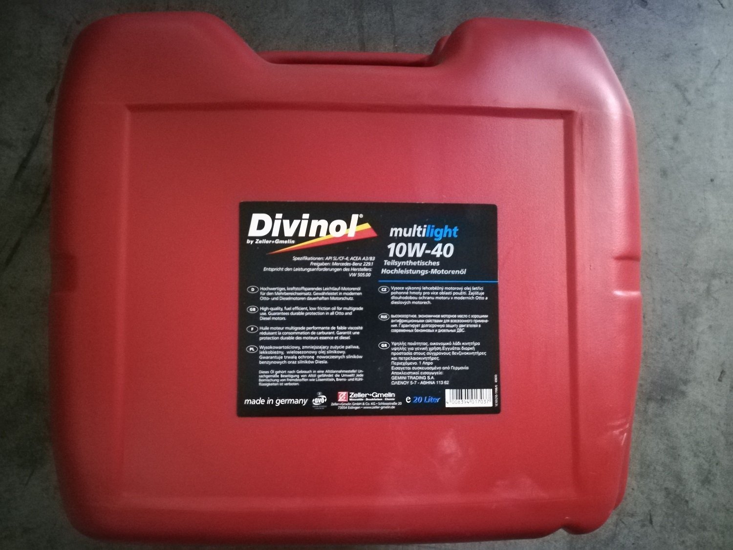 Divinol 49610 20-Liter Multilight 10W-40 Motorenöl von Divinol