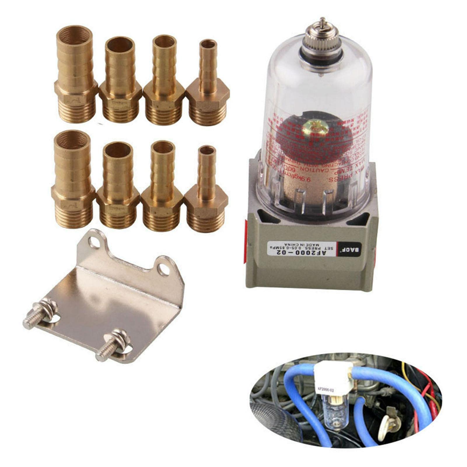 Kraftstofffilter für PKW, Auto Kraftstofffilter, Universal Inline Benzinfilter, Gasöl Flüssigkeitsfilter Motorrad Benzinfilter, mit Durchmesser 6mm/8mm/10mm/12mm Anschluss(Silber) von Divono