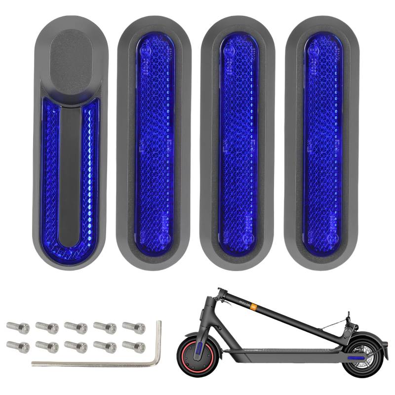 Diyxisk Scooter Reflektor, 4 Stücke Electric Scooter Reflektor, Dauerhaft Zubehör e Scooter, Abnehmbar Reflector, Geeignet für Xiaomi M365/Pro/Pro2/1S Elektroroller (Blau) von Diyxisk